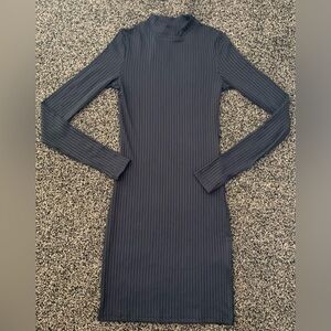Long Sleeve Ribbed Mock Neck Dress - Black size XS NWT